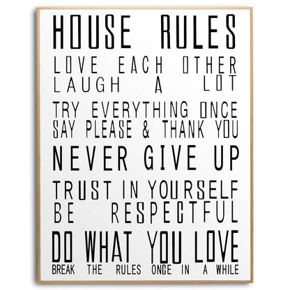 Large Glass House Rules Wall Art