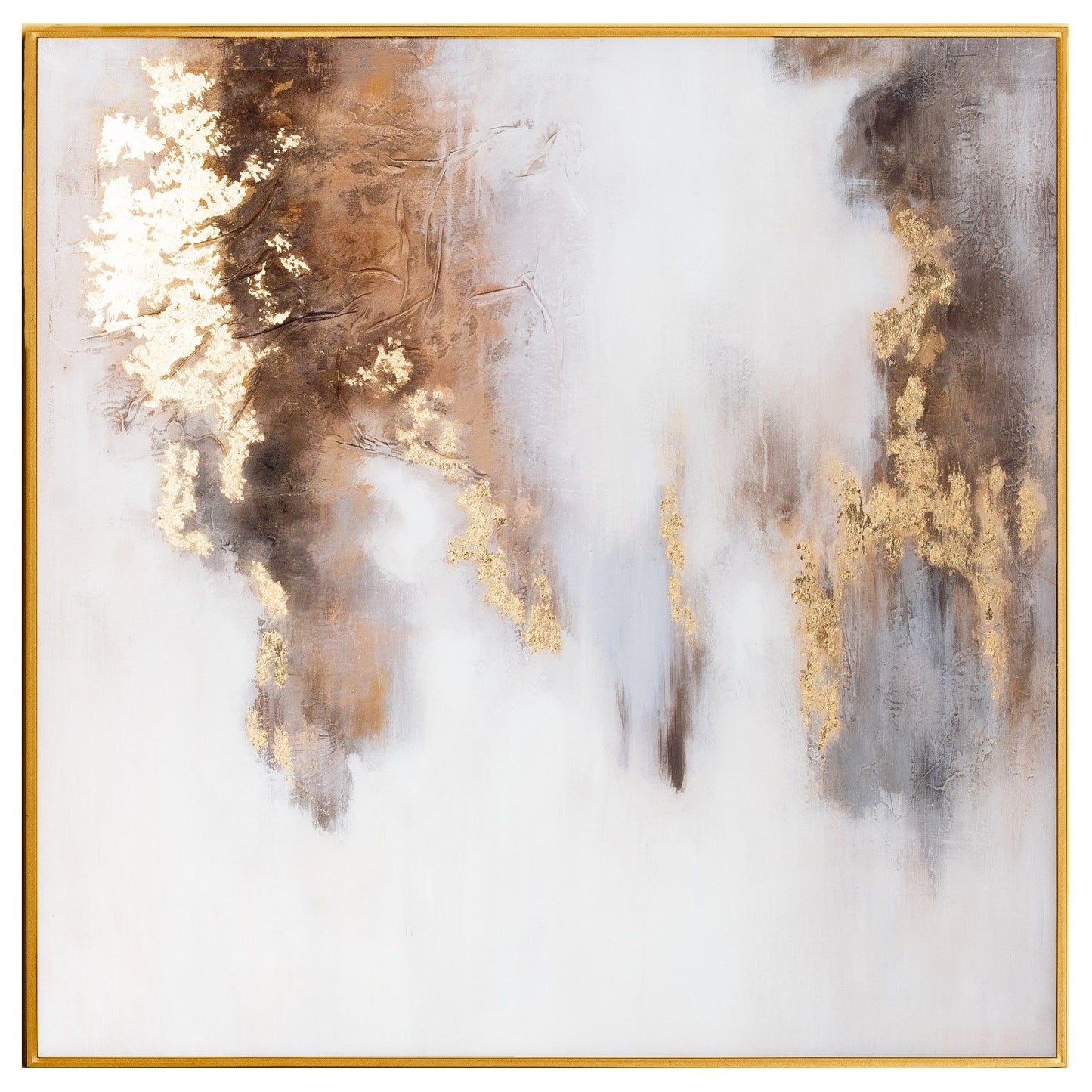 Metallic Soft Abstract Glass Image In Gold Frame