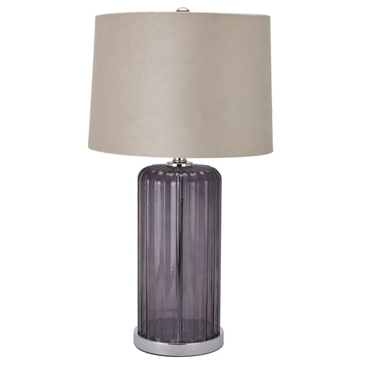 Alberta Metallic Glass Lamp With Velvet Shade