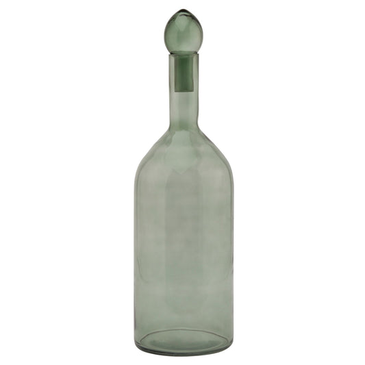 Smoked Sage Glass  Tall Bottle With Stopper