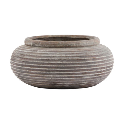 Siena Brown Round Ribbed Planter