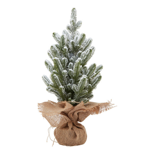 Snowy Potted Christmas Pine Tree with Hessian Base