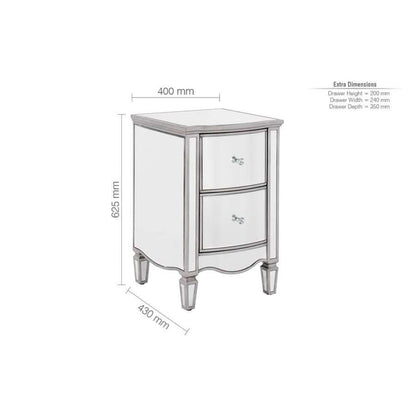 Elysee 2 Drawer Bedside-7