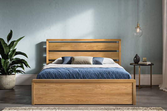 Modena Full Solid Oak Bed Oak - Double-0