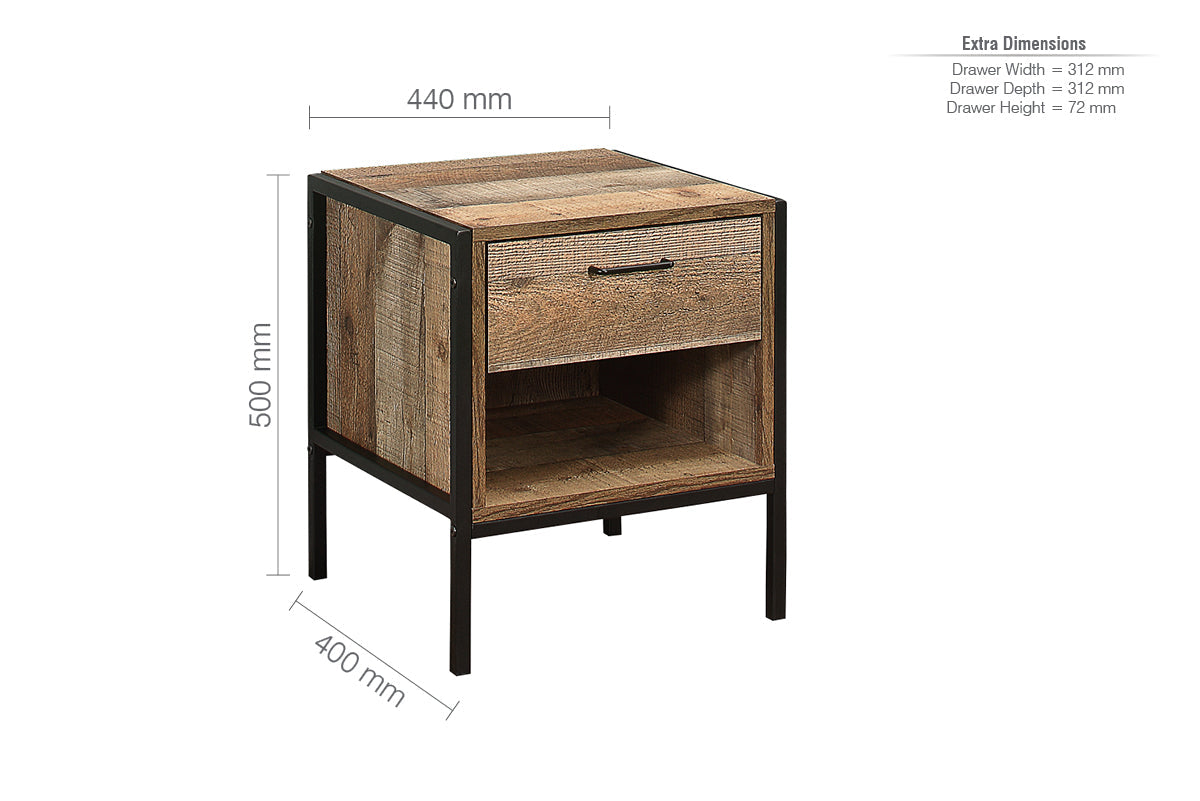 Urban 1 Drawer Bedside-6