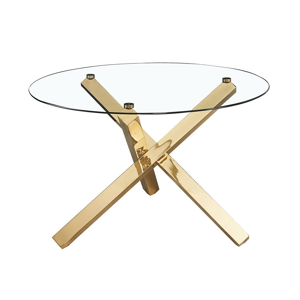 Capri Dining Table Glass Top With Gold Legs-0