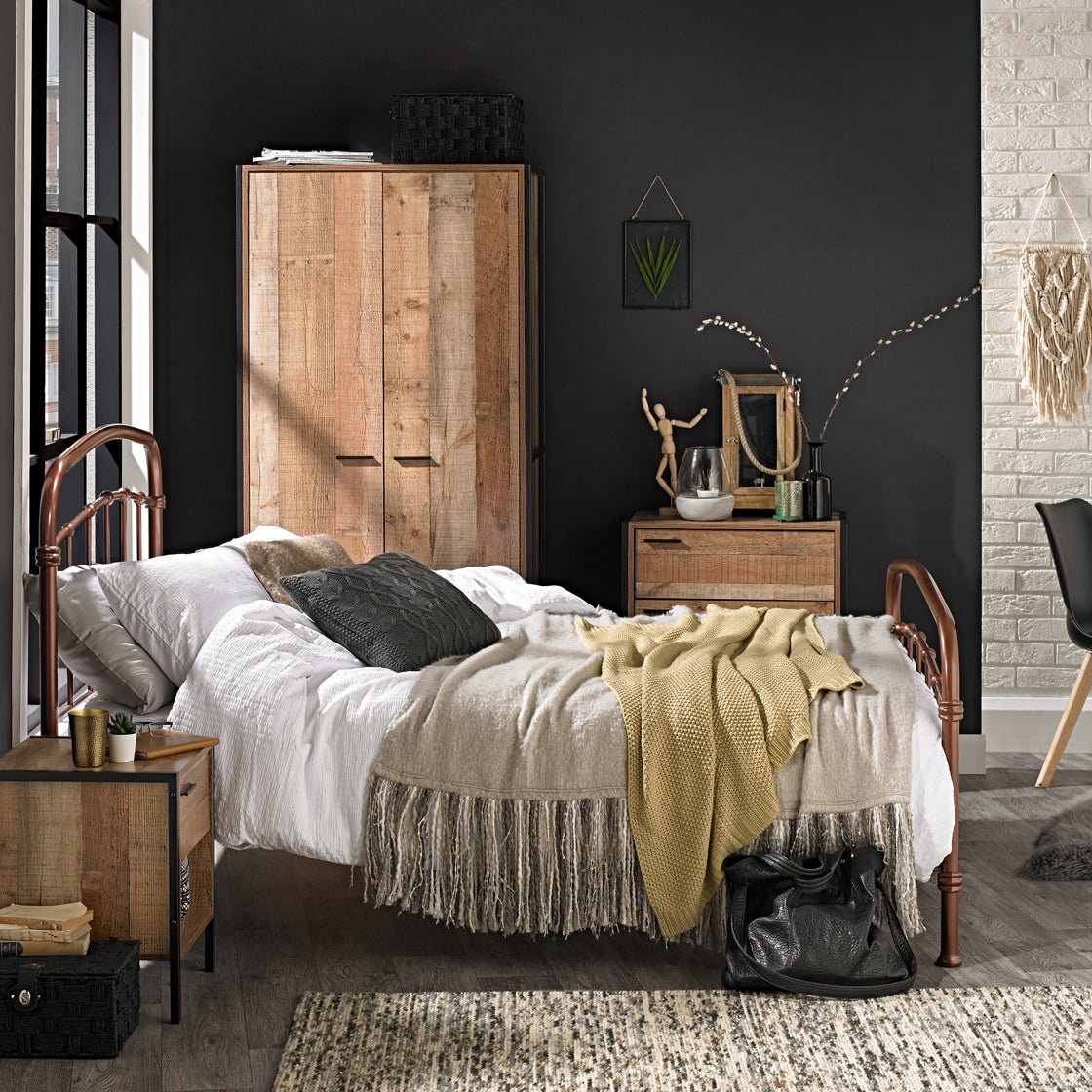 Hoxton 3 Piece Bedroom Set Distressed Oak Effect-0