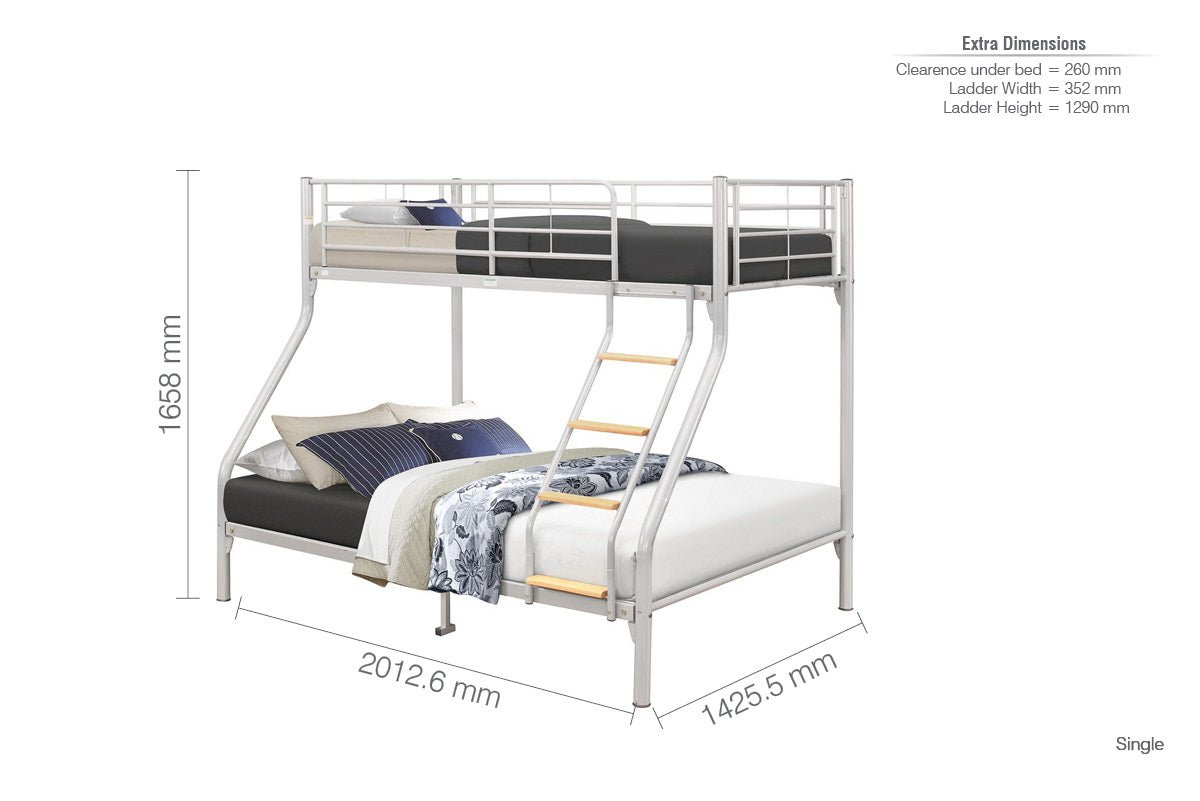 Nexus Single Over Double Bulk Bed Silver-4